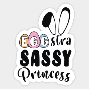 Colorful Egg-Stra Sassy Princess Bunny Ears Happy Easter Sticker